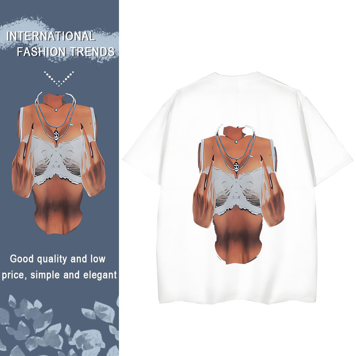 DIY T Shirts Women 100% Cotton 230g Short Sleeve O-Neck Daily Wear chest Unisex Tshirts Loose Custom Printing Tops Shirt
