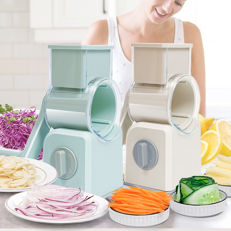 Rotary Cheese Grater Shredder Multifunction 3 in 1 Kitchen Speed Slicer Vegetable Shooter Potato Hashbrown Grinder for Nut Carrot Radish Cucumber