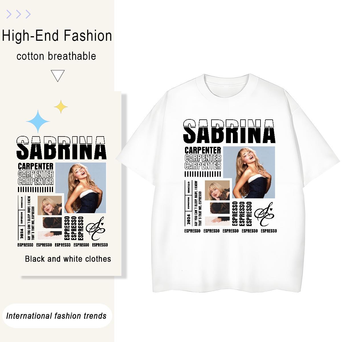 Custom Woman T Shirts 100% Cotton 230g O-Neck Short Sleeve Casual SABRINA CARPENTER Couples T Shirts High quality Plus Size Cartoon Top Tees