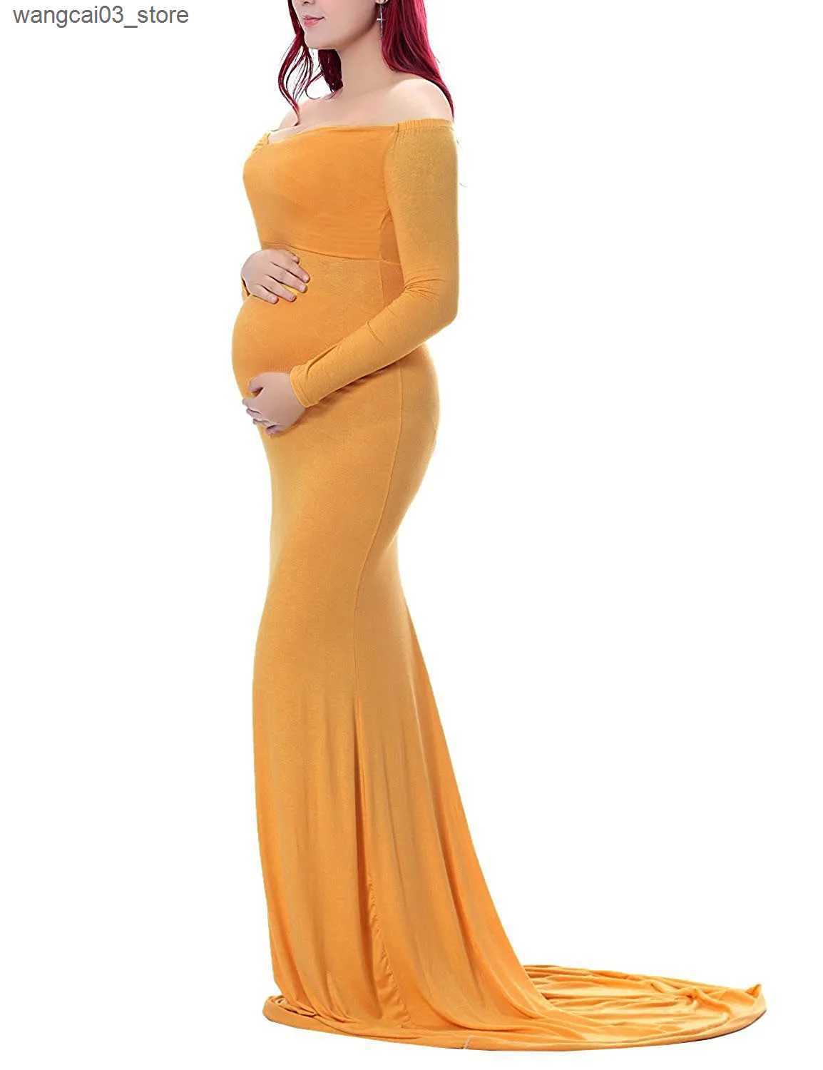 Maternity Dresses New Shoulderless Maternity Dresses Photography Props Sexy Black Green Gown For Pregnant Women Long Pregnancy Dress Photo Shoots L240