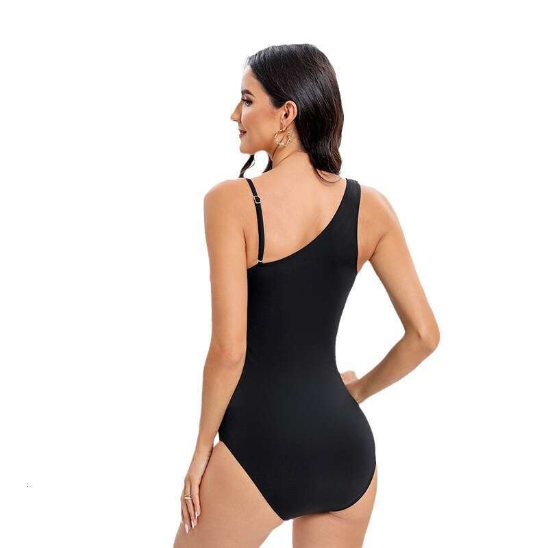 New Fashionable Sexy Bareback Solid Color Mesh Splicing For Slimming And Meat Covering Women's Swimsuit 2024