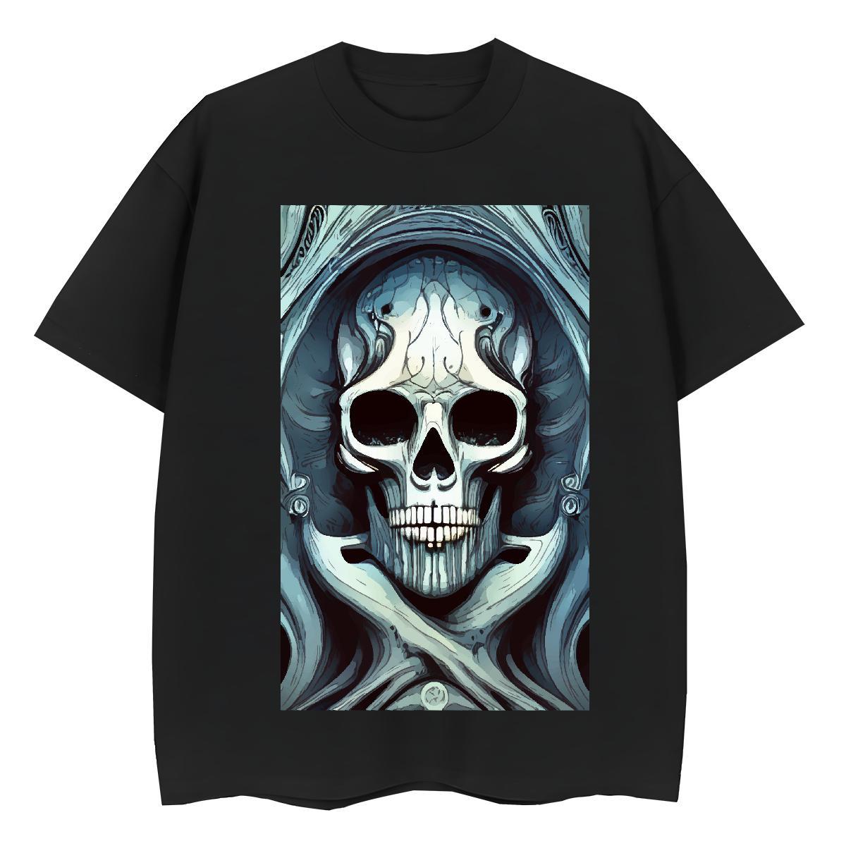 Custom T-Shirts 230g Cotton O-Neck Short Sleeve Sport skull Couples T Shirts Loose fit Cartoon Floral Printing Tops