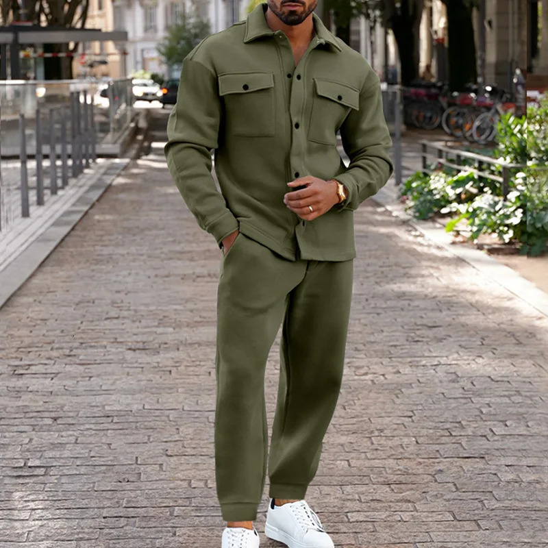 Autumn and winter color matching zipper track suit hooded sweatshirt two-piece track suit casual pants mens long sleeved hooded sweatshirtpants 241011 - view 4