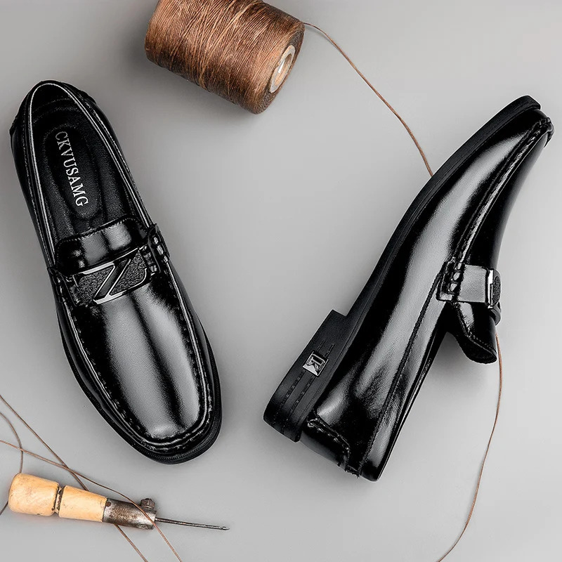 Formal dress mens flat shoes/5cm elevator shoes mens lifting sports shoes soft denim leather mens casual height increase shoes 241007