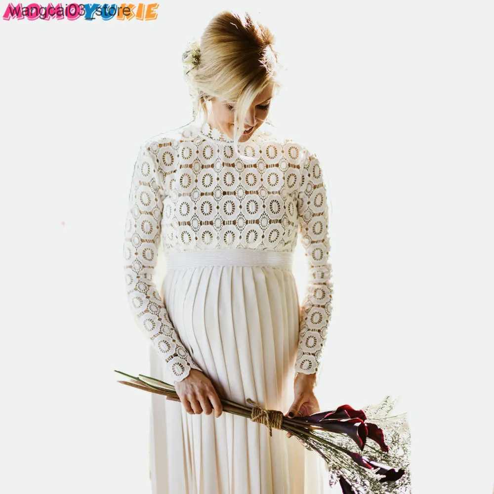Maternity Dresses Dresses Split Side Maxi Maternity Gown Photo Prop For Pregnant Women Long Maternity Shoot Dress Pleated Pregnancy Photography L24091