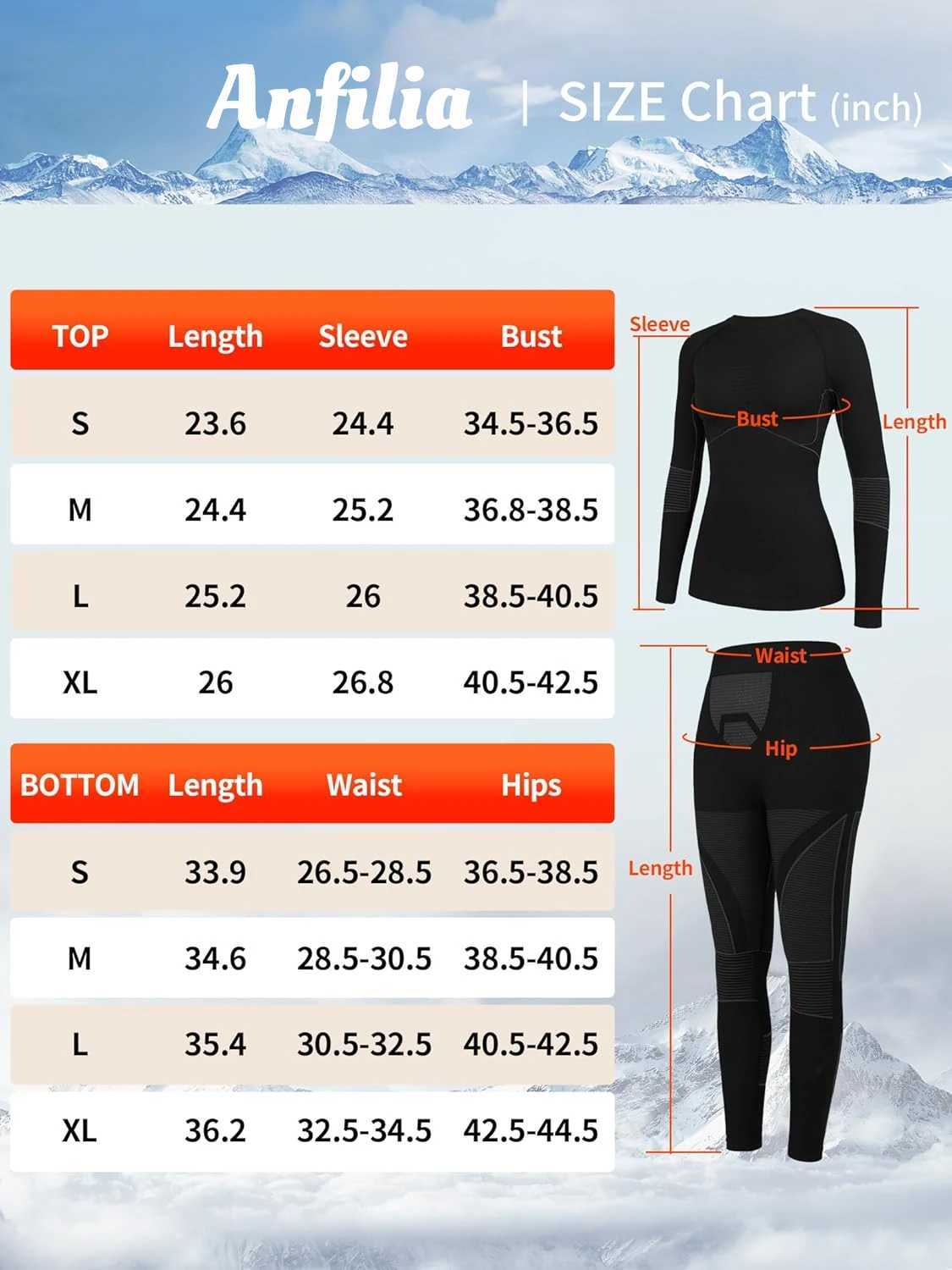 Women's Thermal Underwear Anfilia Womens Skiing Hot Underwear Staff Neck Quick Drying High Elasticity Tightening Warm Bottom Set Y241011EFMC