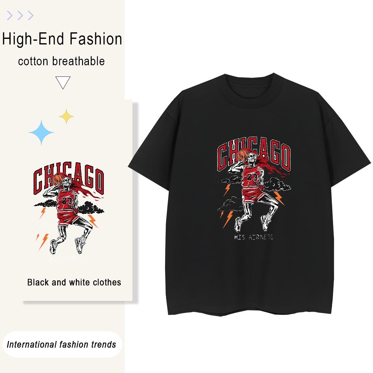 Classic T-Shirts 100% Cotton 230g O-Neck Short Sleeve High Street Hip Hop skull Tshirt for Man Woman High quality Cartoon Anime Top Tees