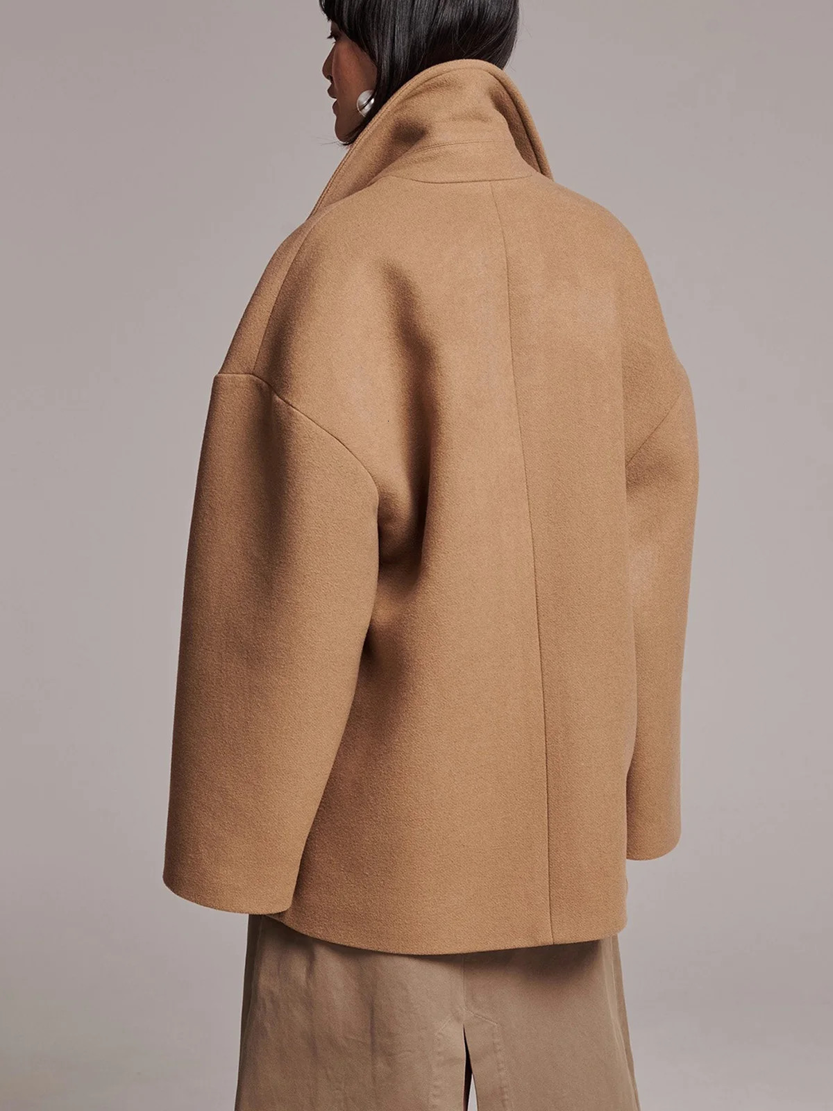 FRENKENWomens coatwinter coat 2024outerwearsWomens jacketoversized looseWarm jacketWoollen coatElegantLeisure 240930