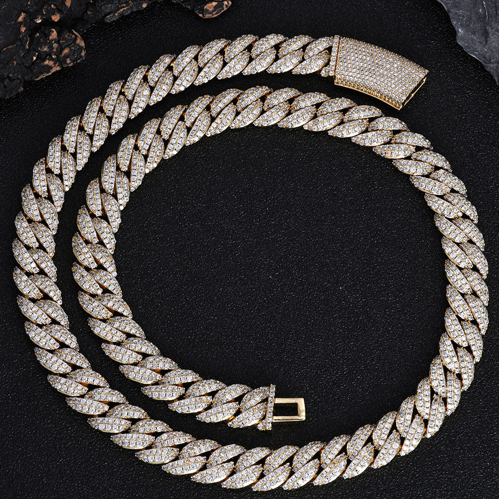 13mm Hip Hop Bubble Miami Cuban Chain 18K real Gold Plated 5A Zircon Jewelry For Men