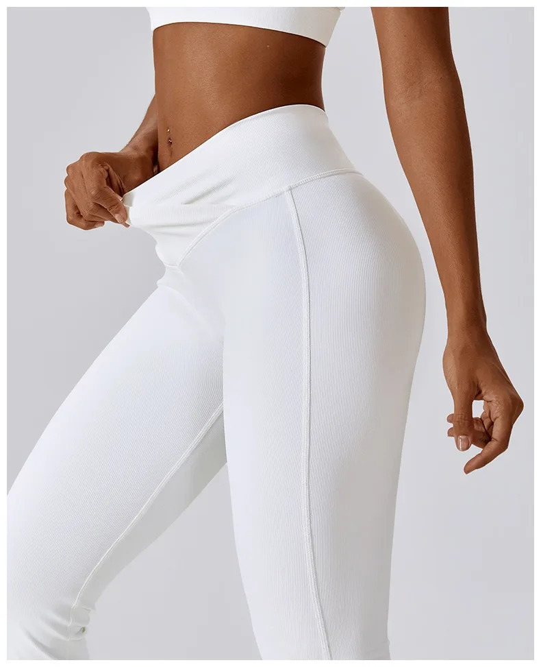Women Yoga Cross High Waisted Flared Pants Tight Scrunch Butt Lifting Dance Sport Pants Gym Running Fitness Breathable Leggings 241008