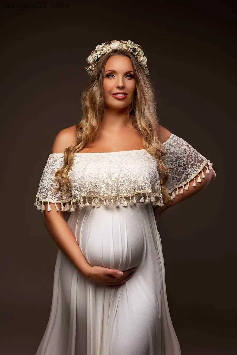 Maternity Dresses 2024 Pregnant womens trailing even dress photography dress with short sleeves L240910