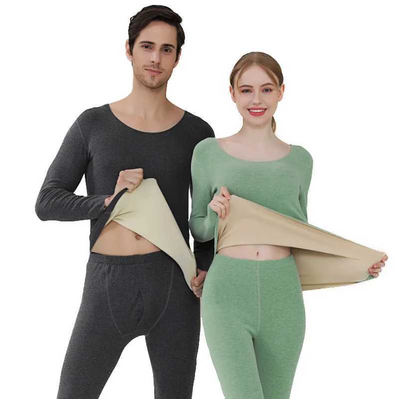 Women's Thermal Underwear Anti-cold and Anti-static Daily New Mens Long Johns Suit AB Face Ground Wool Base Shirt Couple Seamless Thermal Underwe