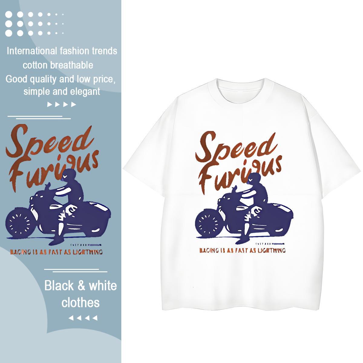 2024 Casual T shirt 100% Cotton 230g O-Neck Short Sleeve Casual Sport Motorcycle Tshirt for Man Woman Free Shipping Cartoon Anime Tees