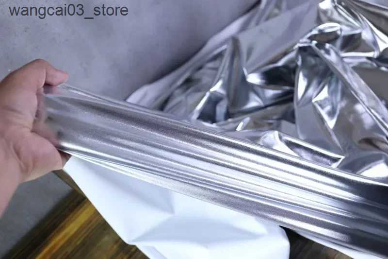 Maternity Dresses Golden Maternity Photography Props Wrap Cloth Dress Background For Photoshoot Of Pregnant Women Silver Shiny Stretch Fabric L240910