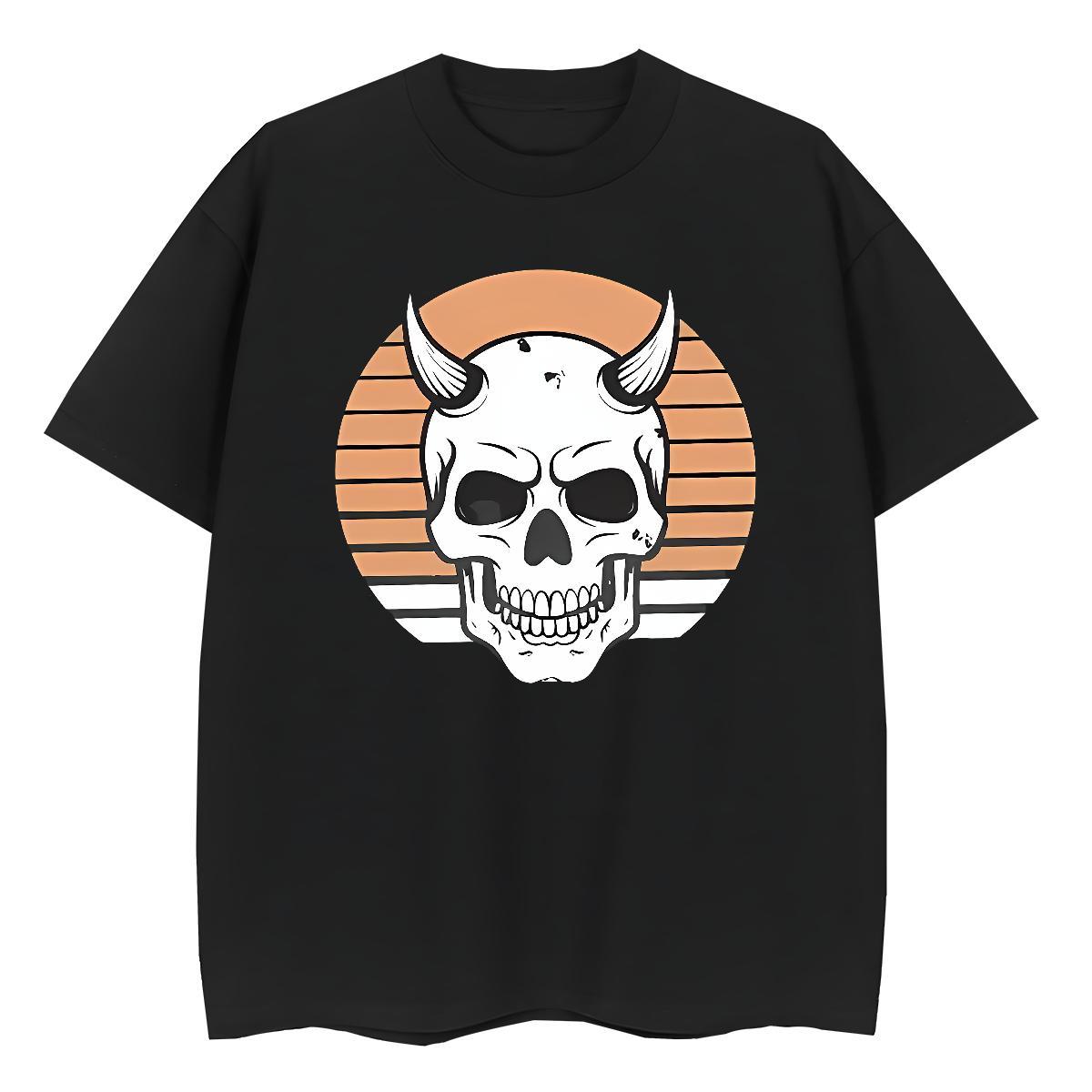 Fashion T Shirt For Woman 230g 100% Cotton Short sleeve Soft Daily Outfit skull Women Tshirts Loose Oversized Clothes
