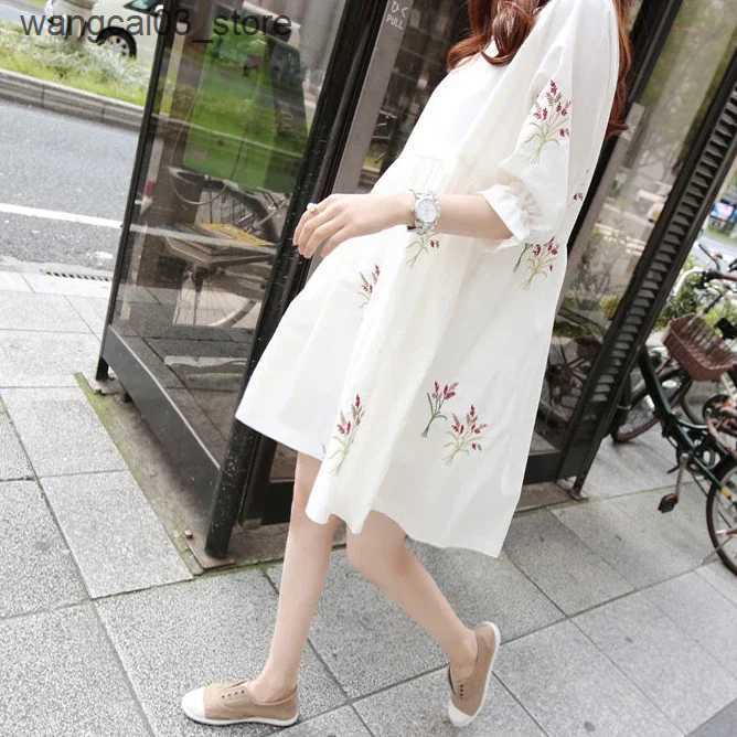 Maternity Dresses Loose Summer Maternity Dresses Cotton Pregnant Pregnancy Clothes for Women Maternity Clothings Dress Summer L240910