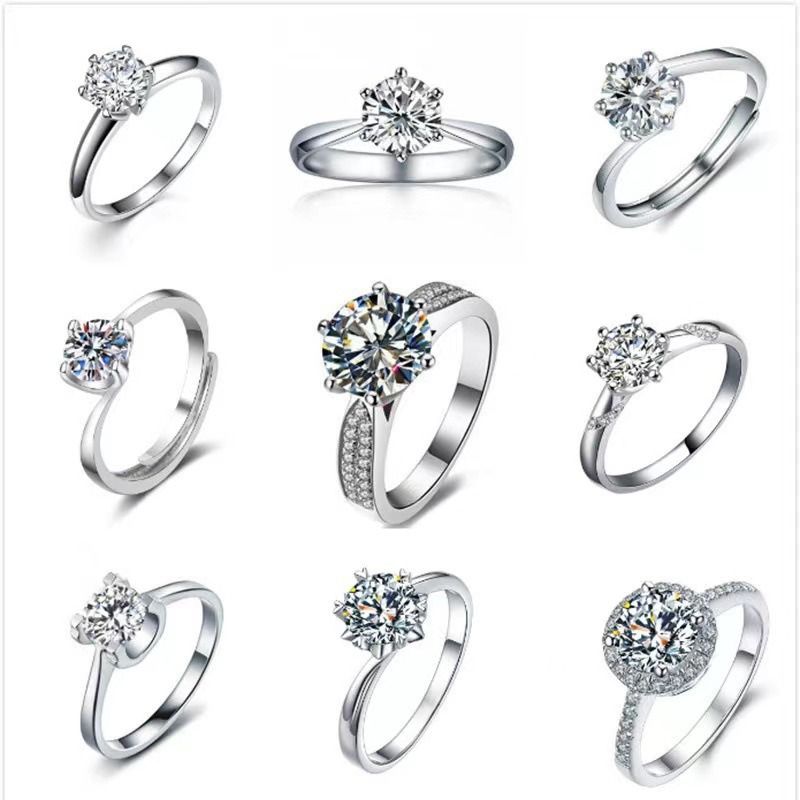 Free shipping S sier moissanite ring for women ic six claw love heart clover designer rings jewelry wholesale size ustable Free shipping