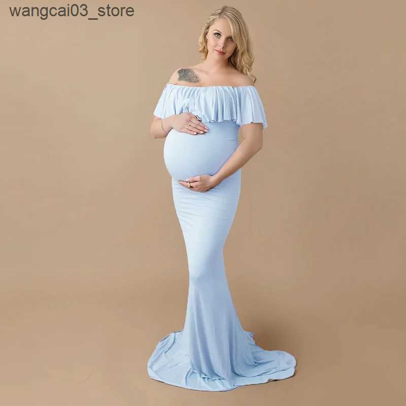 Maternity Dresses Maternity Dresses Maternity Photography Props Plus Size Dress Elegant Fancy Cotton Pregnancy Photo Shoot Women Long Dress L240910