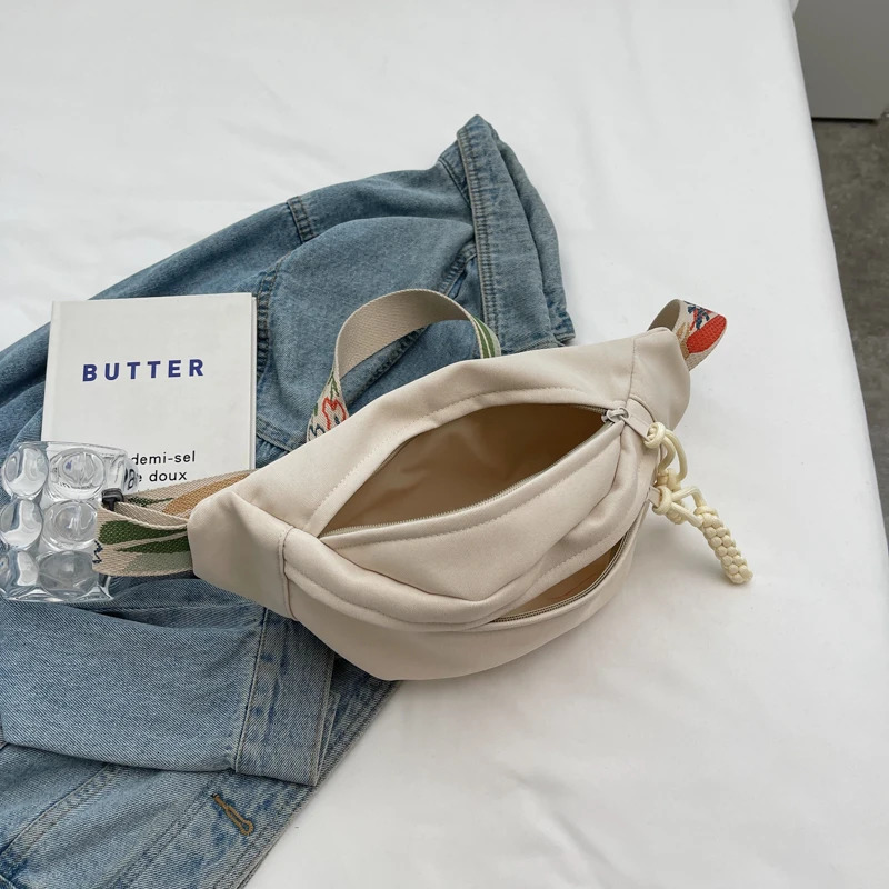 Fashion womens small cloth bag Korean fashion soft fabric cross body bag womens waist belt bag casual travel waist bag 241008