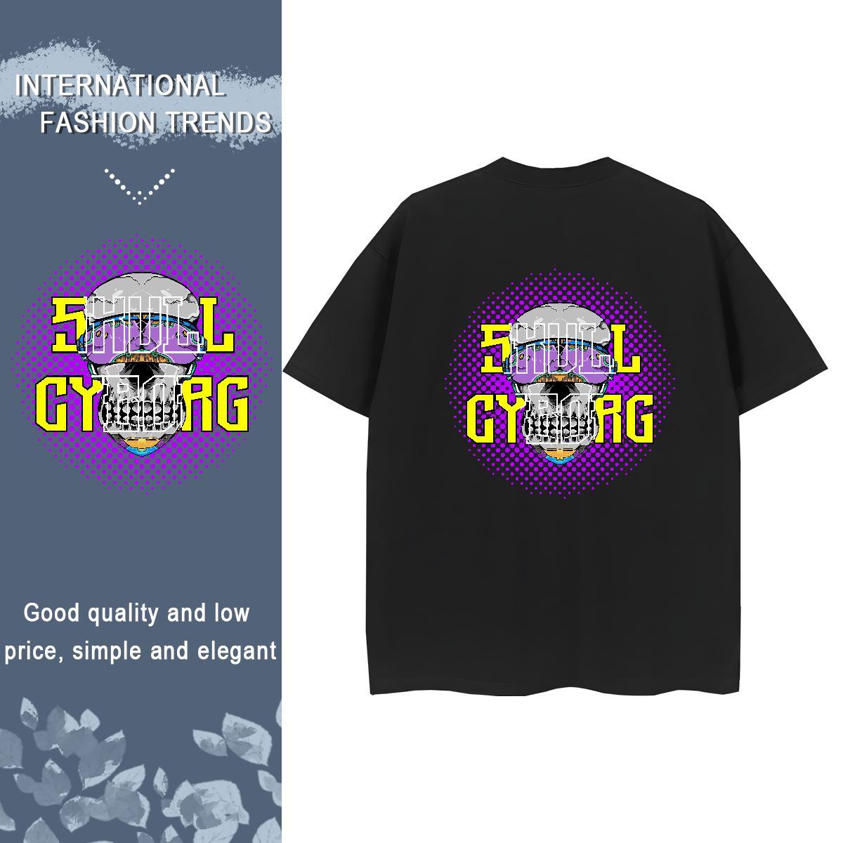 TOP Quality Womens T Shirts 230g Pure Cotton Crew Neck Daily Wear skull Lady T shirt Unisex Customized Tees Shirts