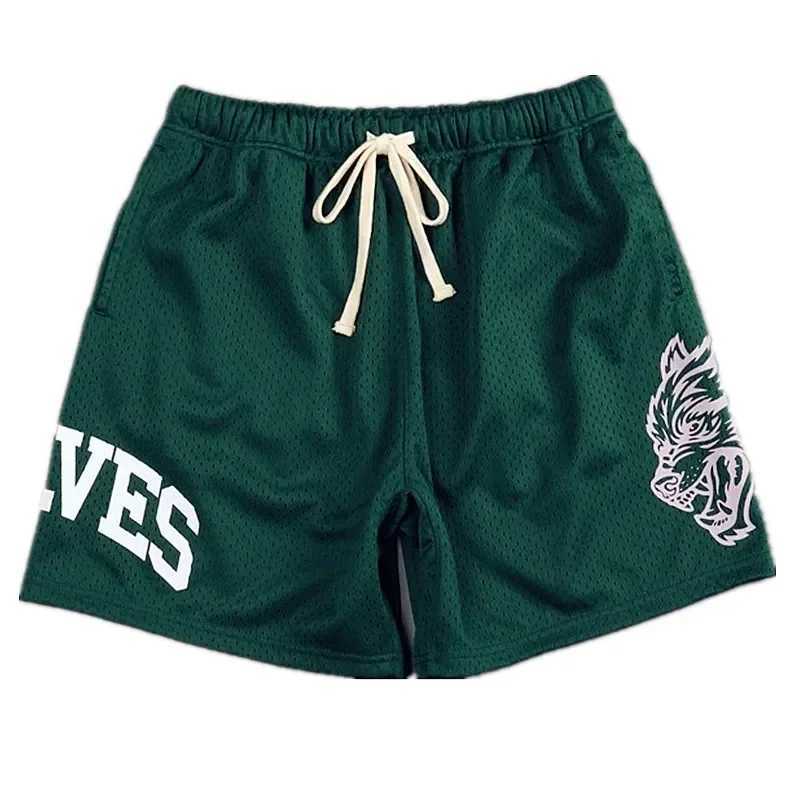 Mens summer sports and fitness training shorts SQ sports trend Lin-S pants mesh breathable shorts running beach pants W241010