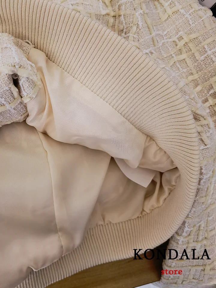 TRAFZA Office Womens Beige Twisted Bomber Jacket Womens Long Sleeve Button Spring Jacket Fashion Elegant Pocket Jacket 240930