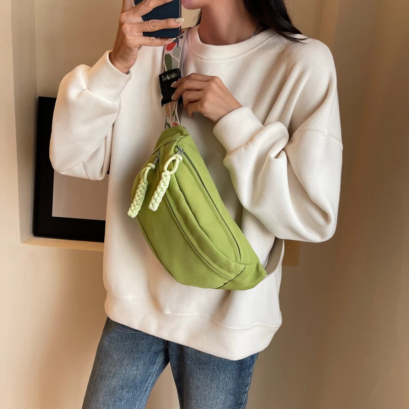 Fashion womens small cloth bag Korean fashion soft fabric cross body bag womens waist belt bag casual travel waist bag 241008
