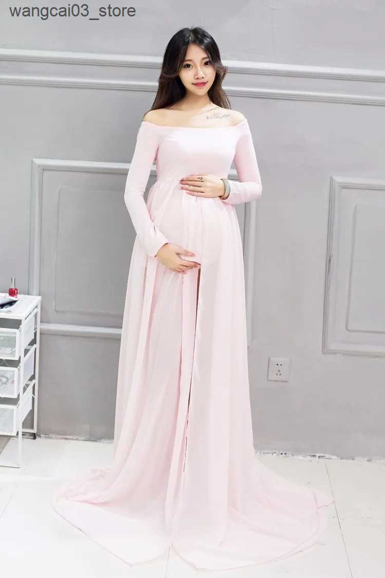 Maternity Dresses 2024 Fashion Maternity Photography Props Maternity Dresses Pregnant Clothes Chiffon Dress Photography Maternity Dress L240910
