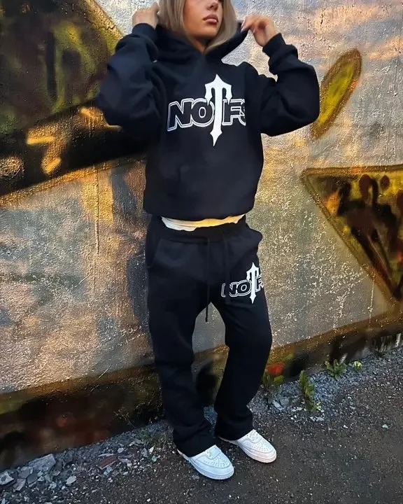 DEEPTOWN Y2K Tracksuit Womens American Streetwear Hip Hop Super Dalian HoodieWide Leg Trouser 2piece Autumn Sportswear Set 241008