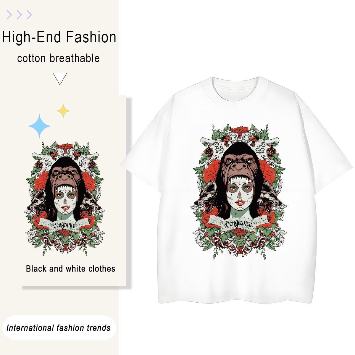 Custom T-Shirts for Women 230g 100% Cotton O Neck Short Sleeves Sport orangutan Women Tees Brand Cartoon Printing L-4XL Polos