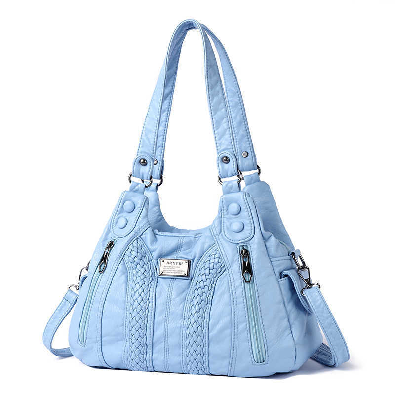 Bag women fashionable washed leather tote bag, large capacity versatile, middle-aged mother shoulder bag slung diagonally 241015