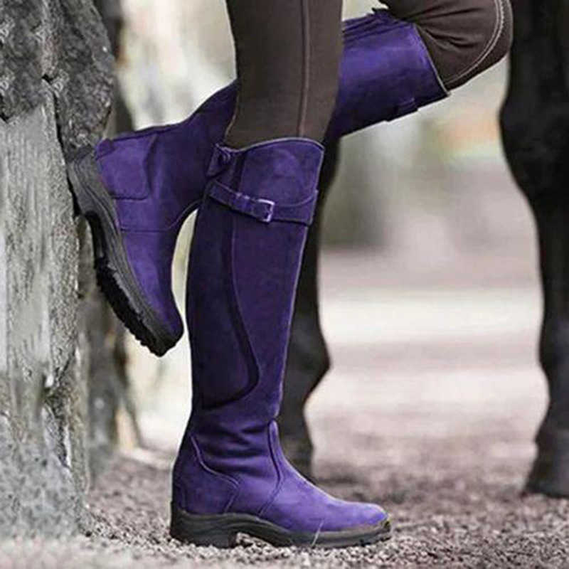 Autumn Winter Martin Boots Tall Long Flat Round Head Fashion Boots Womens Leather Snow Ankle Boots Women Shoes 240826