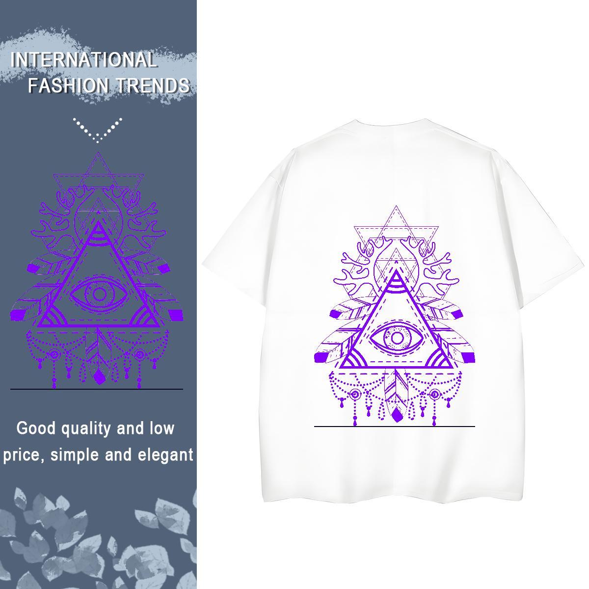 TOP Quality T-Shirts 100% Cotton 230g Crew Neck Hip Hop eye of the devil Woman Tshirt Soft DIY Logo Tops Shirt