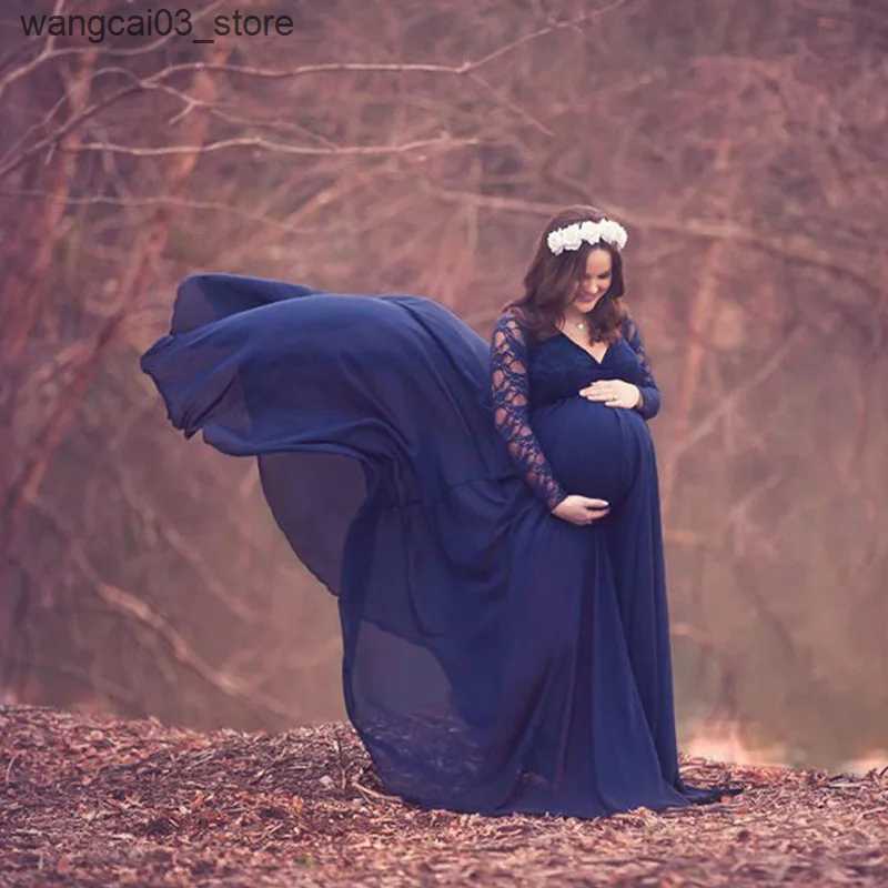 Maternity Dresses Lace Stitching Pregnant Woman Dress Maternity Dress For Photo Shoot Robe Grossesse Baby Shower Dress Maternity Photography Dress L24