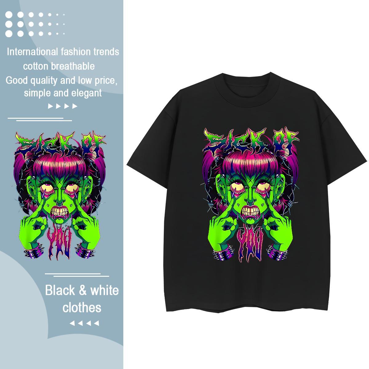 Fashion T shirt 230g Pure Cotton Comfortable Sport skull Couples T Shirts High quality Cartoon Print Tops