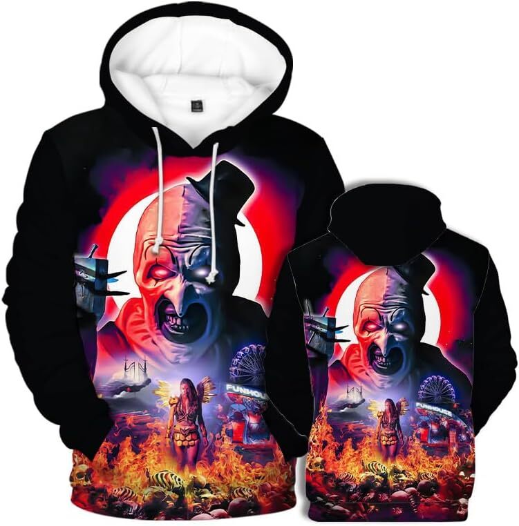 Hoodie for Mens Womens Clown Print Hoodies Men Women 3D Printed Graphic Novelty Hoodies Unisex Long Sleeve Pullover Graphic