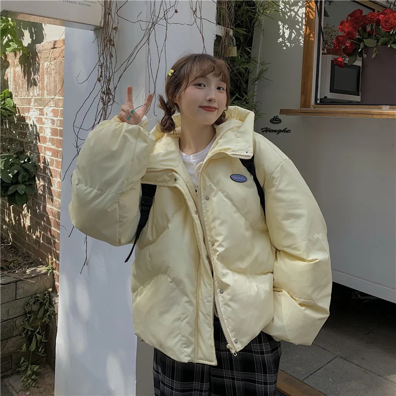 Blue hooded down jacket for women yellow fashionable American streetwear Y2K style duck down jacket for women winter short jacket 241009