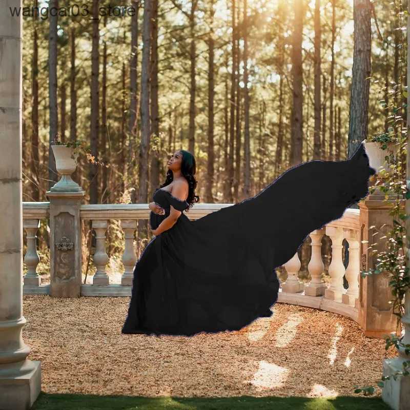 Maternity Dresses Sexy Maternity Evening Dresses Pregnancy Dress For PhotoShoot Chiffon Long Pregnant Women Maxi Gown Photography Prop Baby Shower L24