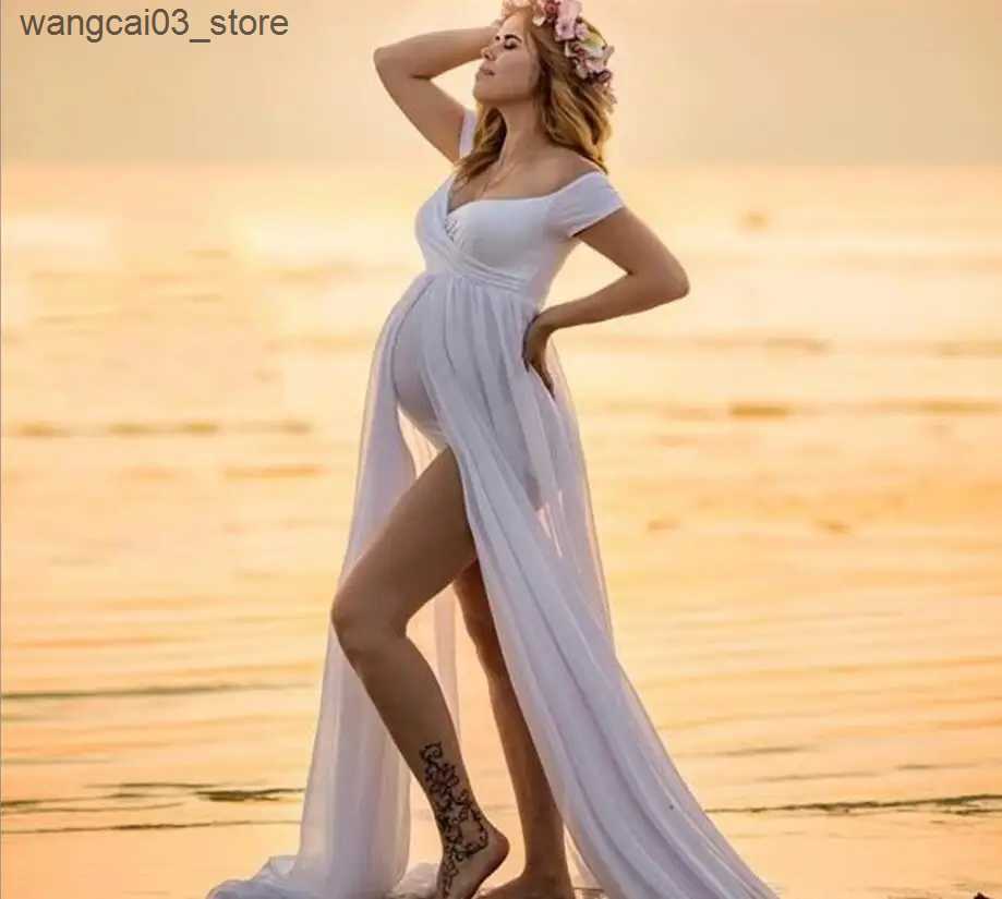 Maternity Dresses Fashion Long Maternity Photography Props Pregnancy Dress Photography Maternity Dresses For Photo Shoot Pregnant Dress L240910 L24091