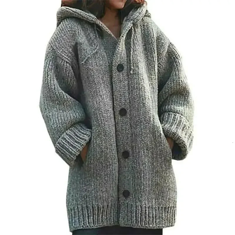 Autumn Winter Women Cardigan Sweater Coats Fashion Female Long Sleeve Vneck Loose Knitted Jackets Casual Cardigans 241007