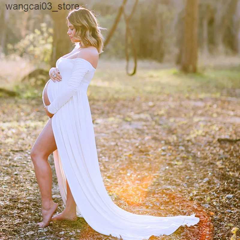 Maternity Dresses Sexy Summer Maternity Photography Props Pregnancy Long Dress for Photo Shoot Strapless Maxi Dresses Vestido L240910