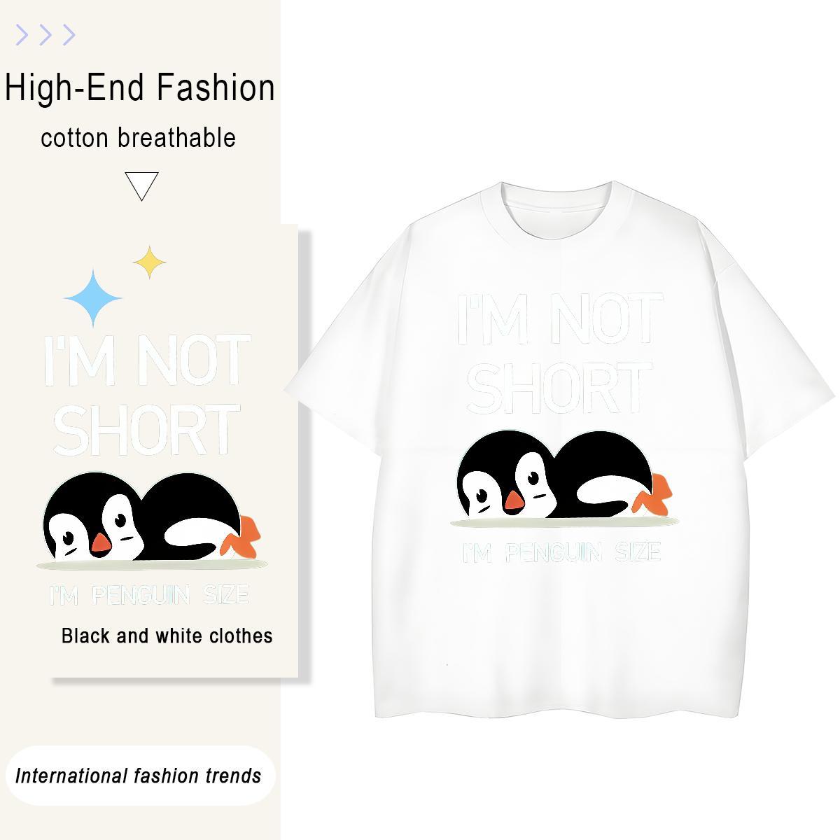 New Arrival T shirt 230g Pure Cotton Breathable Soft Street Casual penguin Womens Tshirts Designer Nice Oversized L-4XL Top Shirts