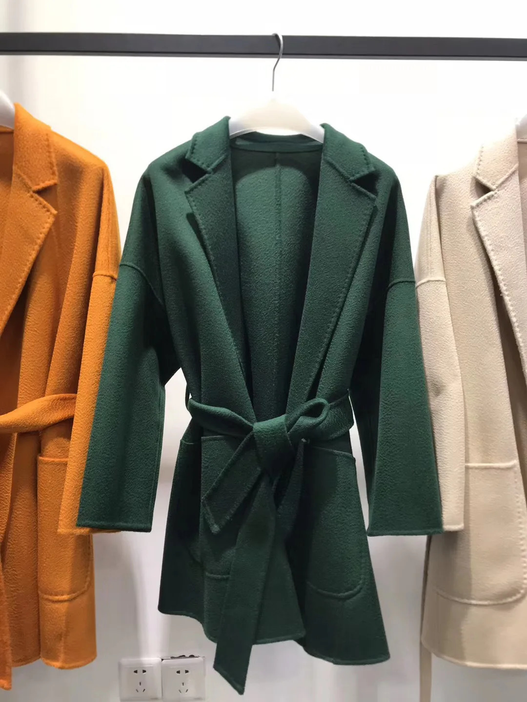 RosEvans Winter 100 Wool Coat Women Midlength Jackets Water Ripples Autumn Camel Commuting 240930