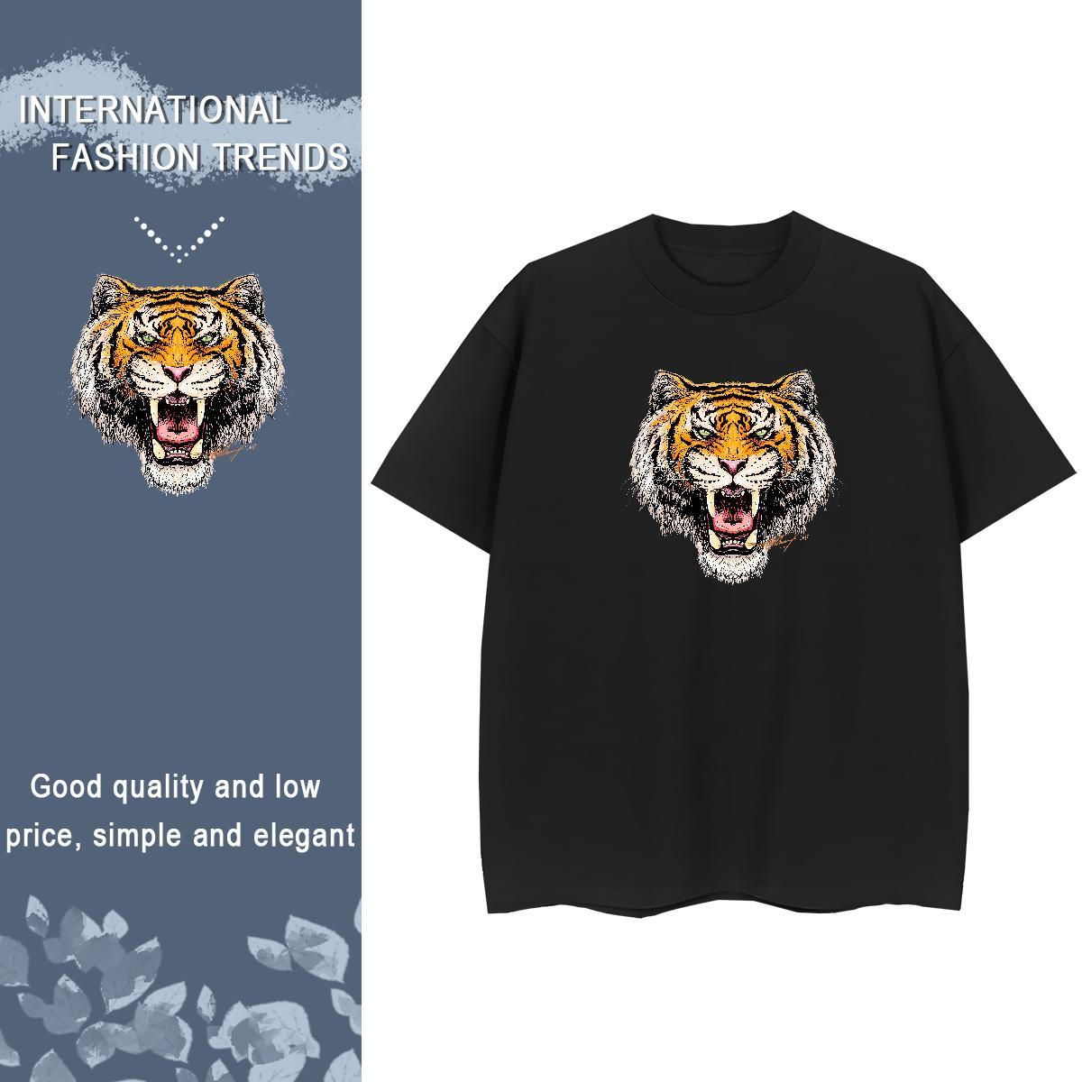 Classic Womens T Shirts 230g 100% Cotton Breathable Casual tiger Tshirt for Man Woman Free Shipping Anime Tee Shirt