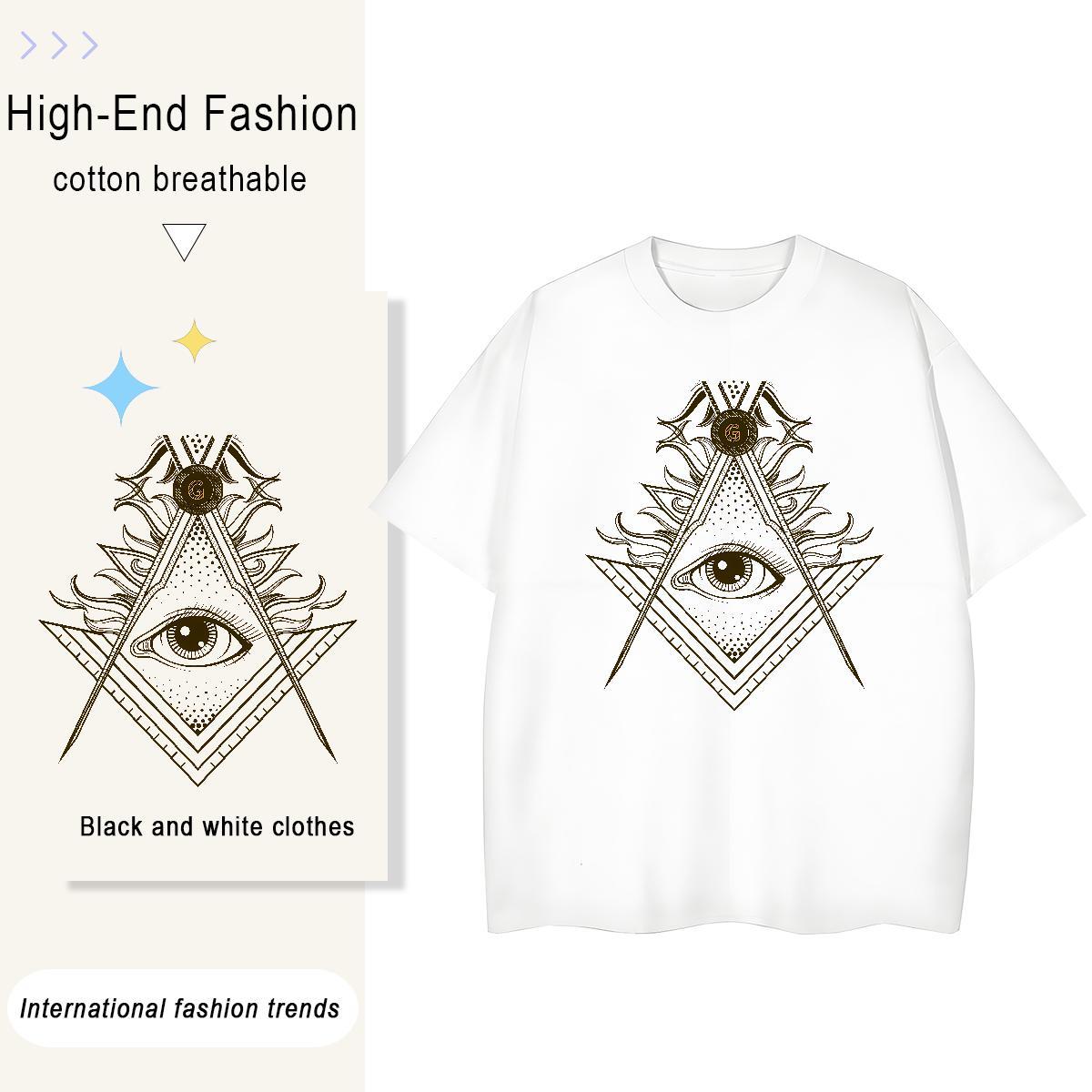 New Arrival T-Shirts for Women 230g 100% Cotton Comfortable Casual Sport eye of the devil Women Tshirts High quality Custom Print Oversized Polos