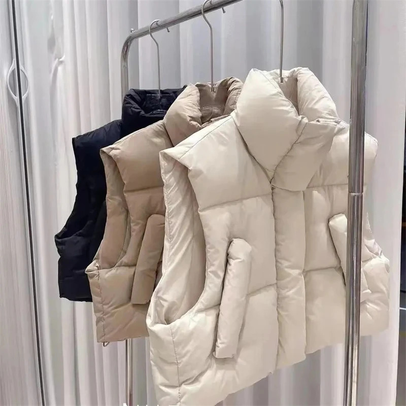 Autumn Winter Vest Women Thick Warm Down Vest Harajuku Loose Jacket Casual Outerwear Short Waistcoat Windproof Vests Coats 241008