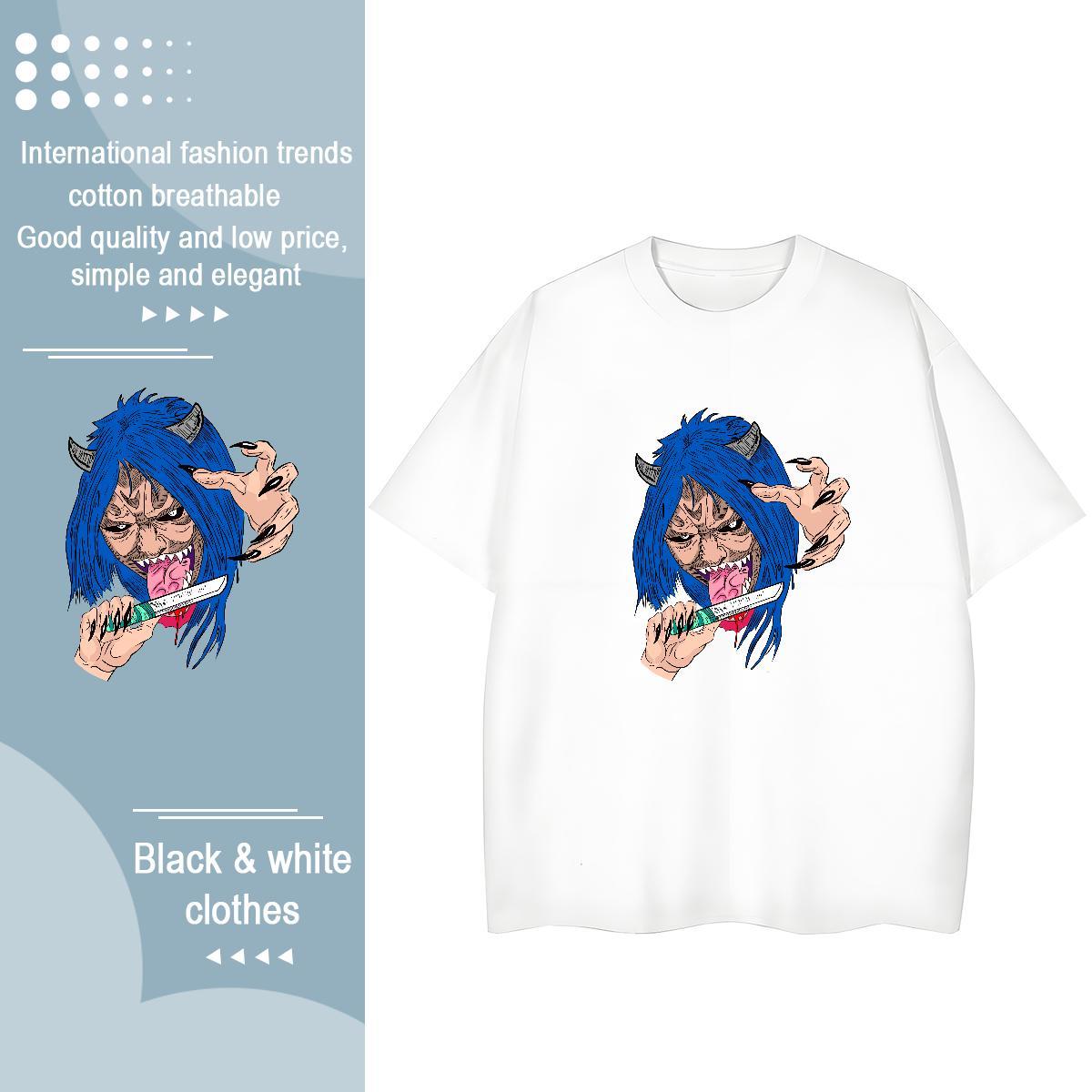 2024 T Shirts Women 230g Pure Cotton Breathable Soft High Street Hip Hop portrait Womens Tshirts Wholesale Customized Clothes
