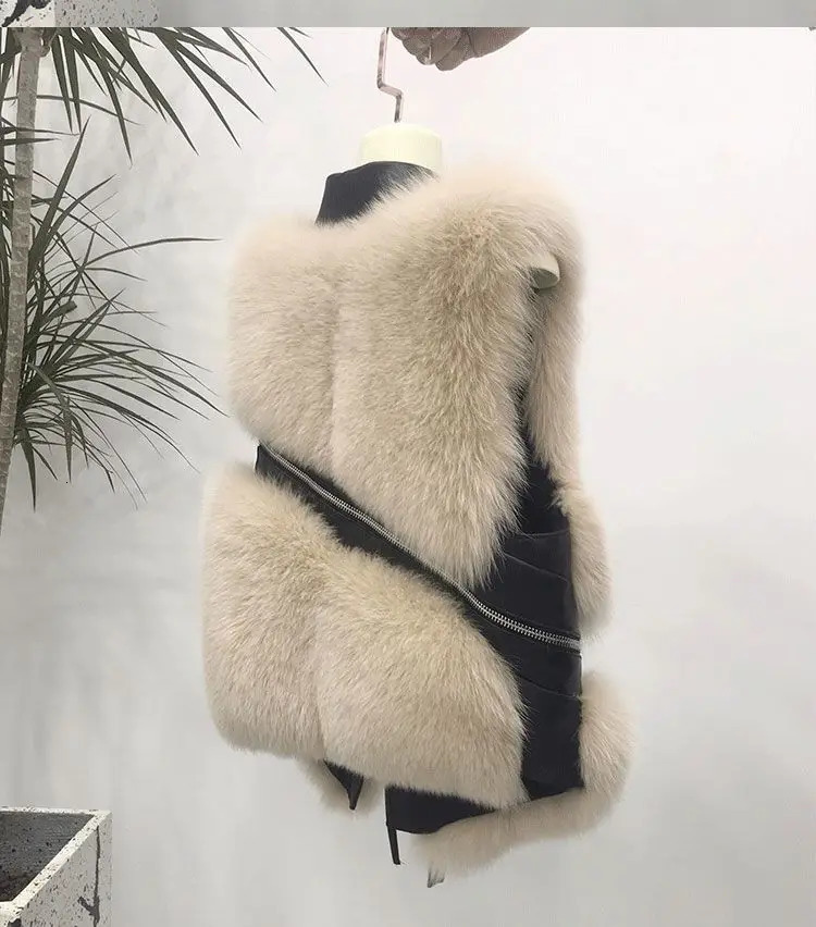 Fur coat womens vest short autumn winter patch work ultrathin fashion version 241010