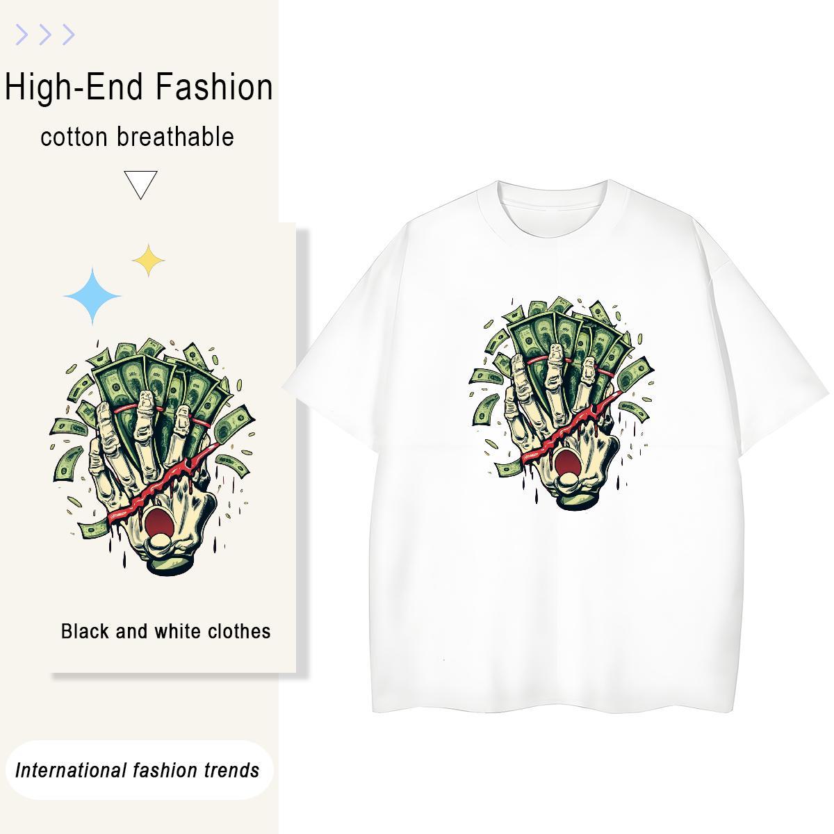 Fashion T shirt 230g Cotton Breathable Short Sleeve Daily Outfit skull Unisex Tshirts Free Shipping Custom Print Oversized Top Tees
