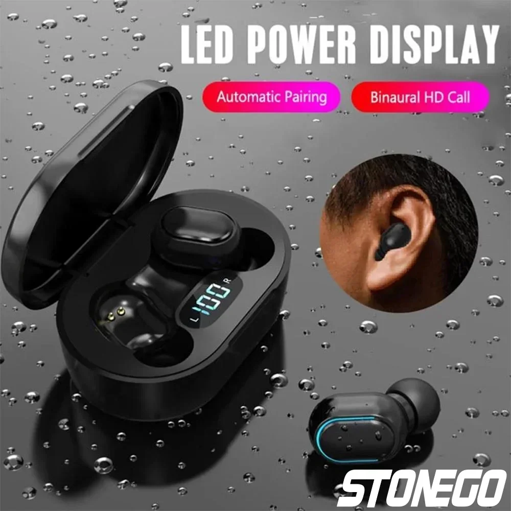 STONEGO 1PC Wireless Headphones, True Wireless Earbuds with Led Display Charging Case, HD HiFi Stereo, One-click Smart Control, Built-in Mic